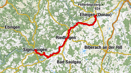 Donauradweg von Donaueschingen bis Regensburg Etappe 2