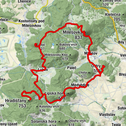 Die vier höchsten Spitze Böhmisches Mittelgebirge