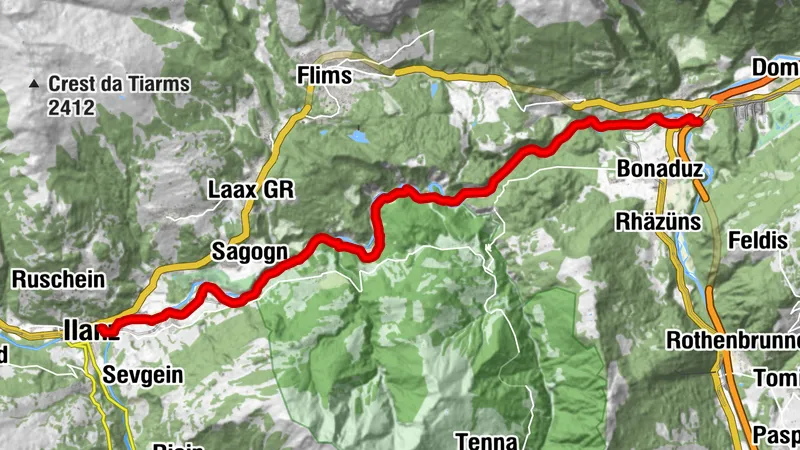 Rhine Gorge/Ruinaulta: Ilanz - Reichenau