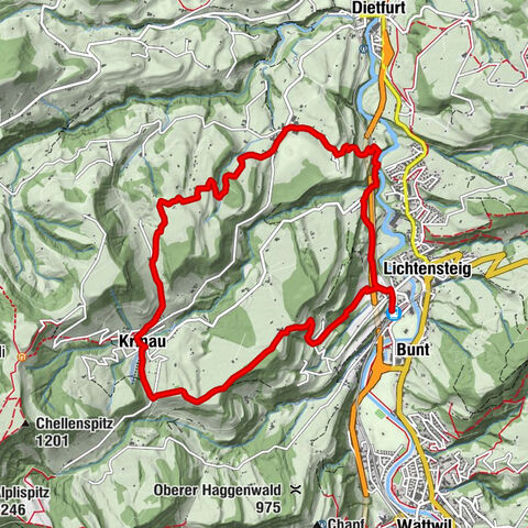 Hike from the mini-town Lichtensteig to the countryside