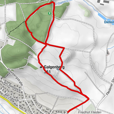 Rundweg von Flieden über den Weinberg zur Diebornquelle und zurück
