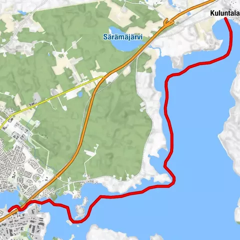 Kesäniemi - Kuluntalalahti paddling route 11 km, Kajaani