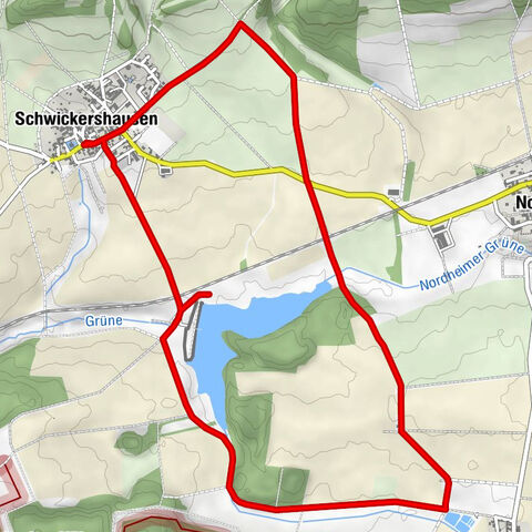 Schwickershausen reservoir family hiking route - Grabfeld