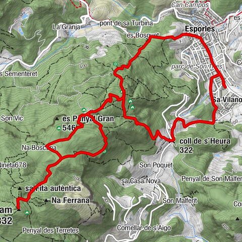 Sa Vilanova - coll de s'Heura - Cova sota el Camí Vell del Bosc de Son Ferrà - Fita del Ram