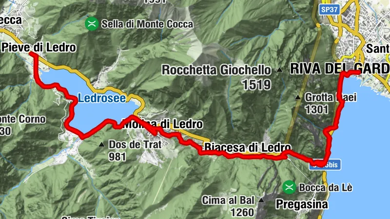 From Lake Garda to Lake Ledro via Ponale
