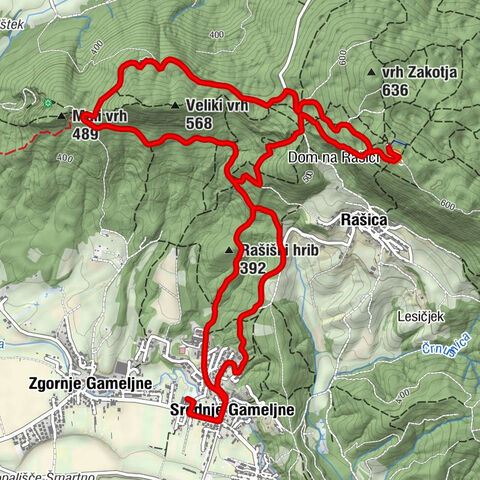 Spodnje Gameljne - Sv. Andrej - Vrh Staneta Kosca (Rašica) - Dom na Rašici