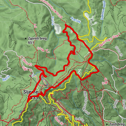 Sljeme - Sklonište kod Križa - Mala Hunjka - Planinarska kuća Junac