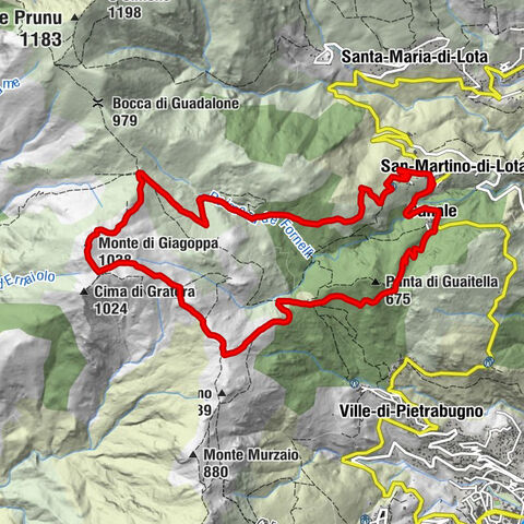 Canale - Monte di Giagoppa - Bocca Pruna - San-Martino-di-Lota
