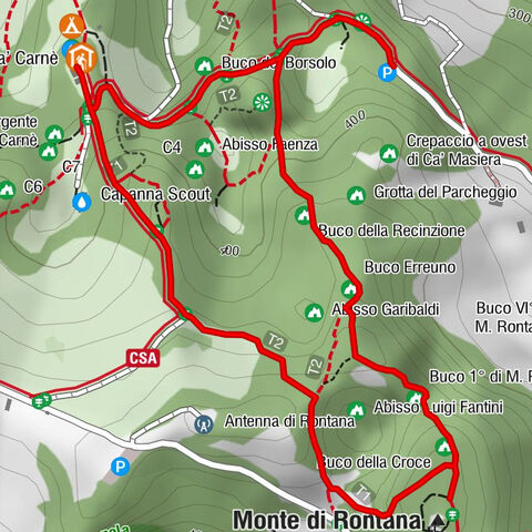 Buco del Parcheggio - Monte di Rontana - Rifugio Ca' Carnè - Brisighella