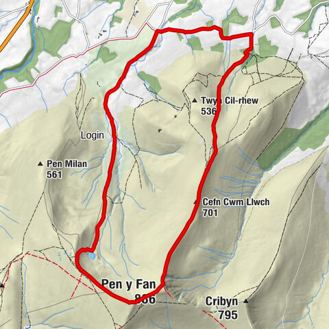 Glyn Tarell - Cefn Cwm Llwch - Pen y Fan - Corn Du
