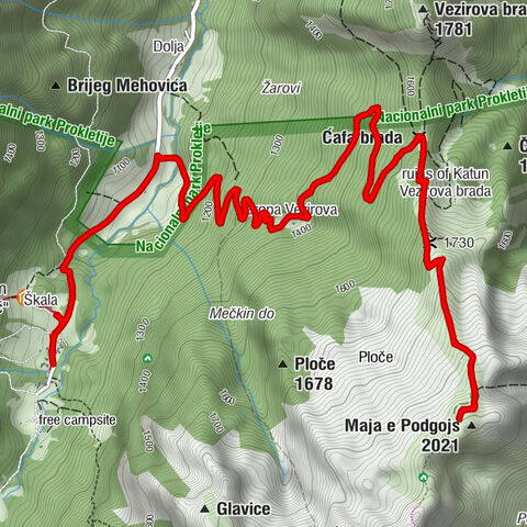 Eko-Katun Grbaje - Škala - Ćafa brada - Maja e Podgojs