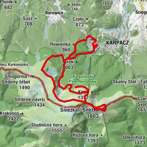 Dziki Wodospad - Śnieżka / Sněžka - Kopa nad Moreną - Karpacz Górny