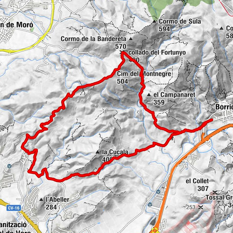 Borriol - Coll - Cim del Montnegre - collado del Fortunyo