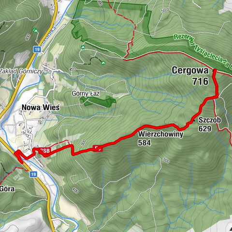 Nowa Wieś - Wierzchowiny - Szczob - Cergowa