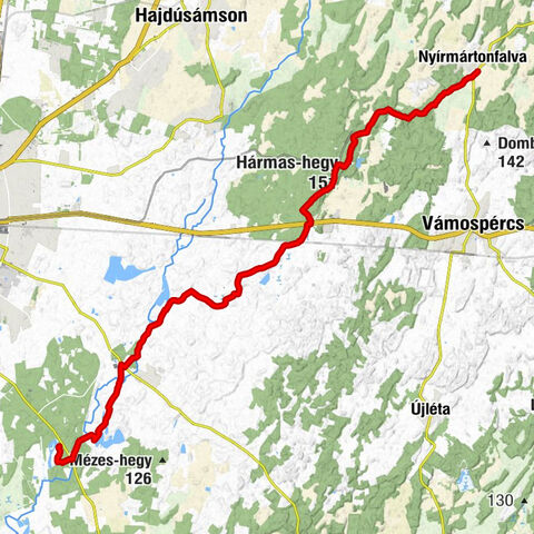 Nyírmártonfalva - Petőrészi-kilátó - Hármas-hegy - Debrecen