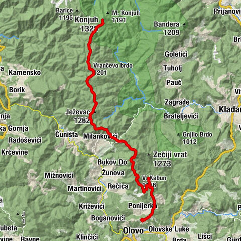 Memagić Stijena - V. Kabun - Vrančevo brdo - Konjuh