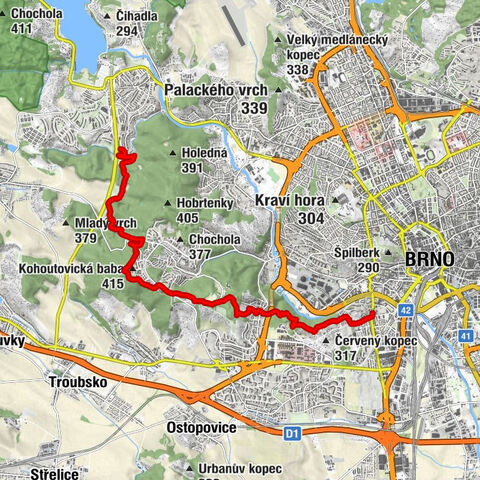 Brno - Kamenná kolonie - Kohoutovická baba - Kohoutovice