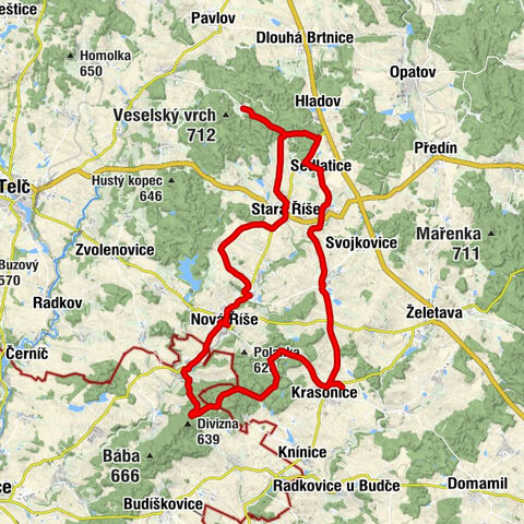 Nová Říše - Červený Hrádek - Magdalena - Panna Marie