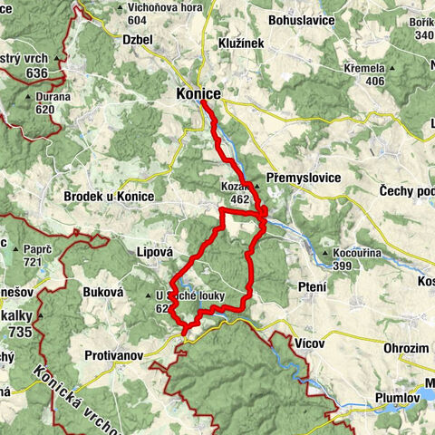 Konice - Cihelna - Kaple svatého Martina - Stražisko