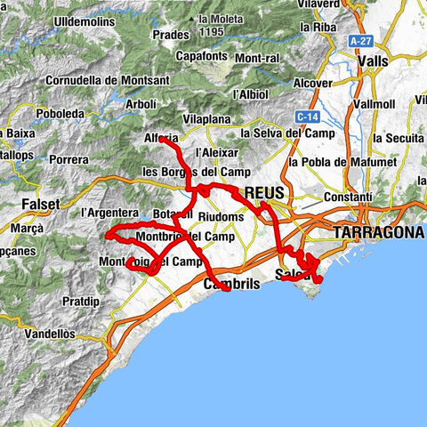 Salou - Collet de les Moletes - Collada de les Masies - Església de Sant Pere
