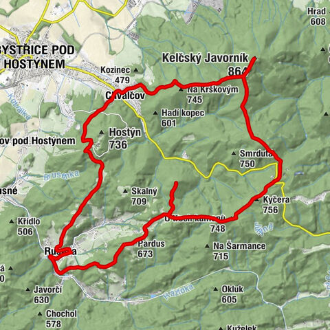 Rusava - Kyčera - Čerňava - Kelčský Javorník