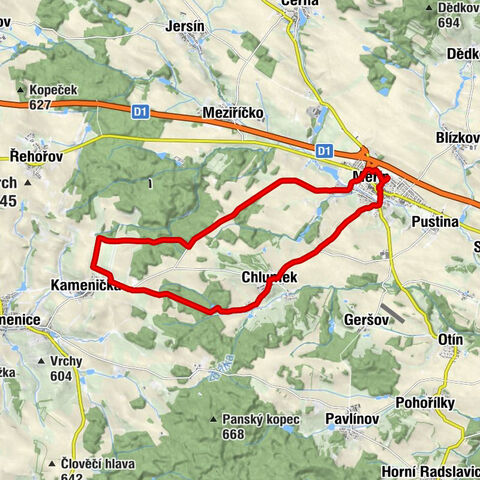 Měřín - sv. Jana Křtitele - Chlumek - Dvůr