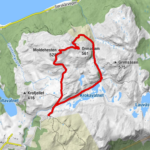 Strand - Storehornåsen - Ormakam - Moldehesten