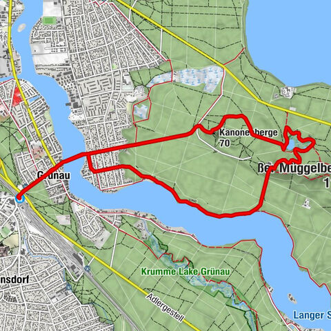 Grünau - Kanonenberge - Kleiner Müggelberg - Müggelturm-Baude