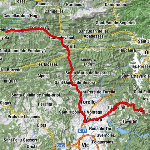 la Pobla de Lillet - Refugi de Coll de Merolla - Turó de la Farga - Molera