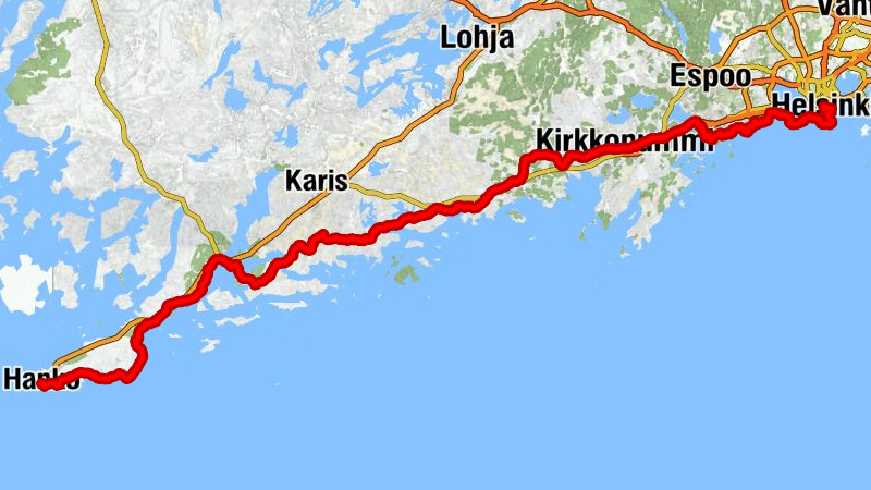 Kaisaniemi - Ullanlinnanmäki - Vesitorninmäki - Hanko