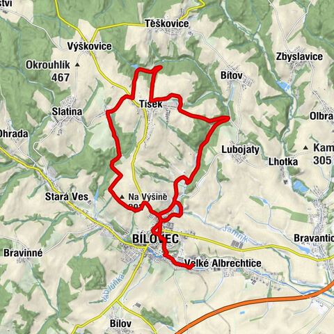 Bílovec-město - Bílovec - Tísek - Kaple sv. Panny Marie Pomocné