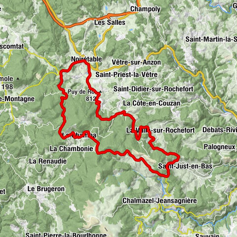 Noirétable - Col des Brosses - Col de la croix de Ladret - Église Notre-Dame de l'Assomption