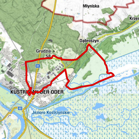 Kostrzyn - Kostrzyn nad Odrą - Warniki - Dąbroszyn