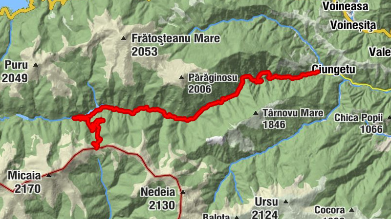 Mălaia - Cascada Verde (Borogeana) - Curmătura Oltețului