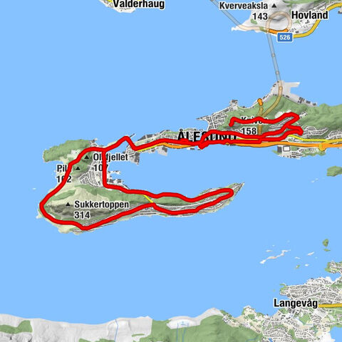 Ålesund - Olsfjellet - Aksla - Ålesund hurtigbåtkai Langevåg