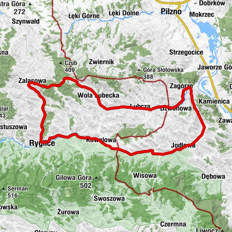 Zalasowa Górna - Kościół pw. Świętego Stanisława Biskupa Męczennika - Kaplica Matki Boskiej Bolesnej w Jodłowej Górnej - Kaplica pw. Podwyższenia Krzyża Świętego
