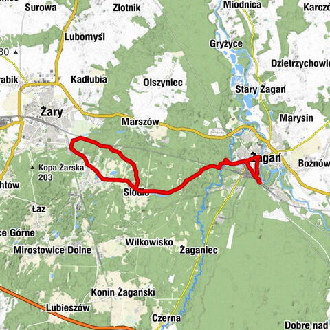 Żagań - Siodło - Żary