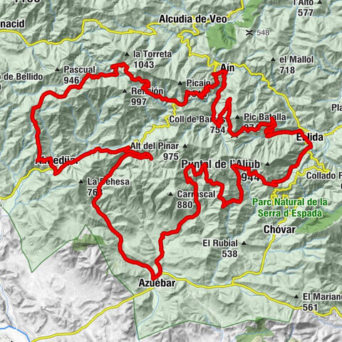 Eslida - Coll de Barres - Ermita del Calvari - Collado del Pinaret