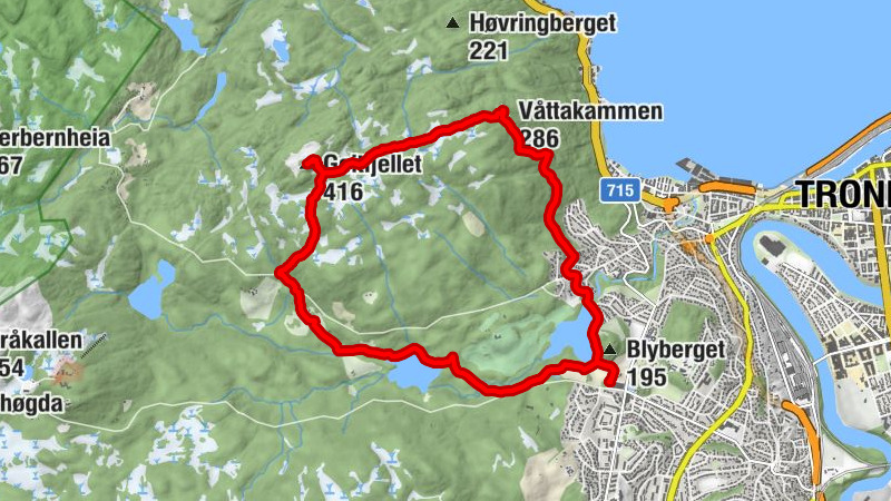 Sverresborg - Geitfjellet - Våttakammen - Blyberget