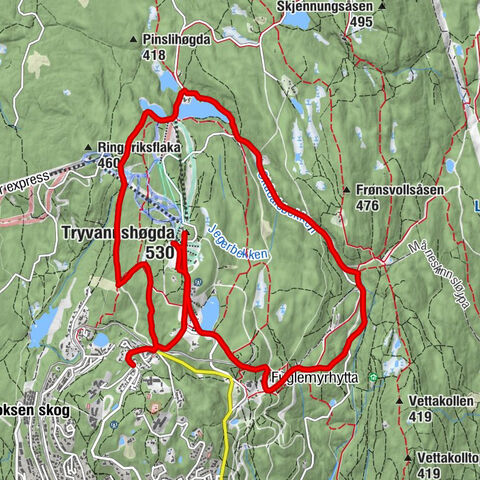 Marka - Tryvannshøgda - Frønsvollstråkka - Heggehullet