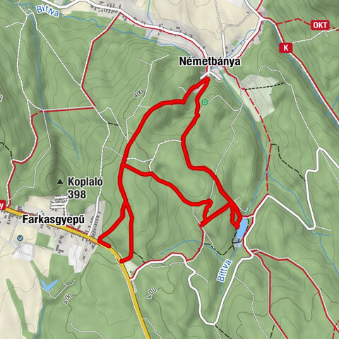 Farkasgyepű-Németbánya-Pisztrángos-tó-Farkasgyepű