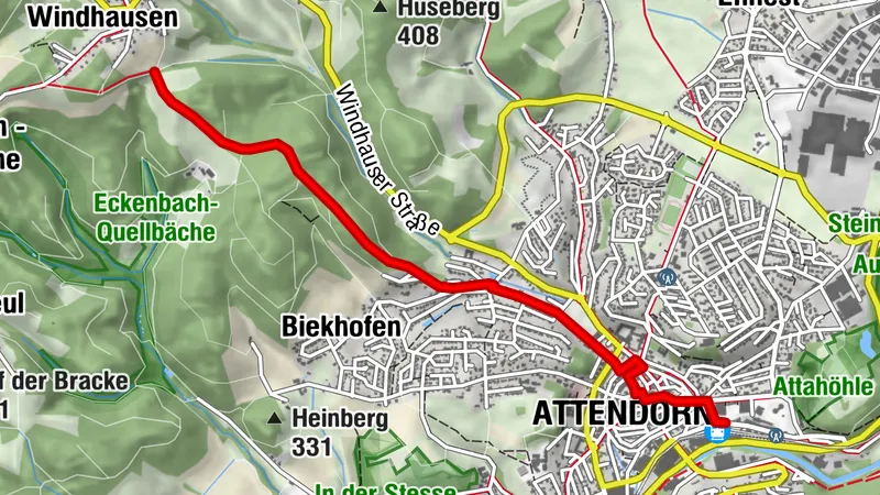 Zugangsweg Sauerland-Höhenflug: Von Attendorn nach Windhausen zum Sauerland-Höhenflug