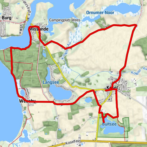 Von Kosel über Wiesen & durch Wälder