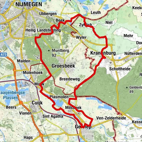 Route 4 Niederhein: Kranenburg - Gennep - Berg en Dal - Kranenburg