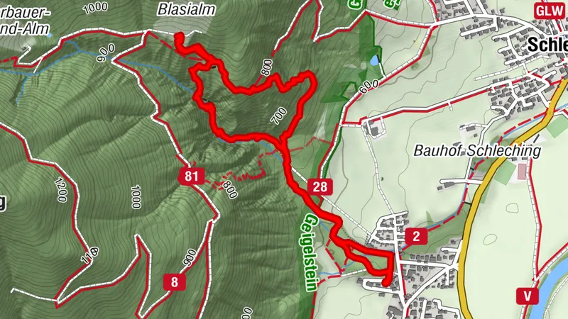 Neu präparierter Wandersteig zur Blasi Alm