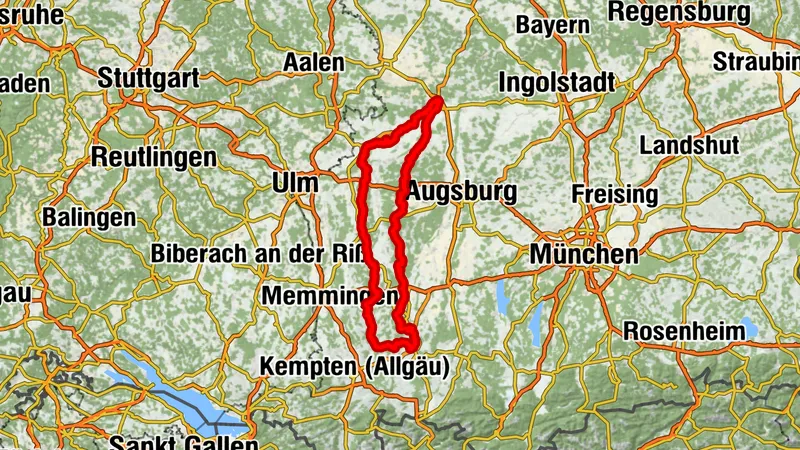 5-Tage-Radtour: Vom Donautal durch Kammel-, Günz-, Wertach- und Zusamtal- 310,8 km, 1.346 hm