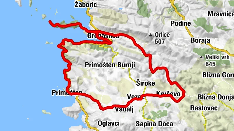 Primosten-Vinovac-Grebastica- Primosten
