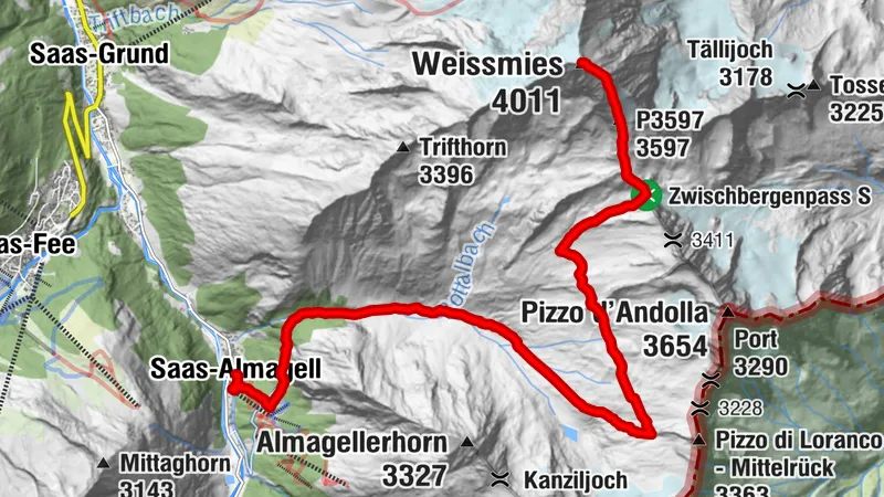 Saas Almagell - Weissmies Südgrat